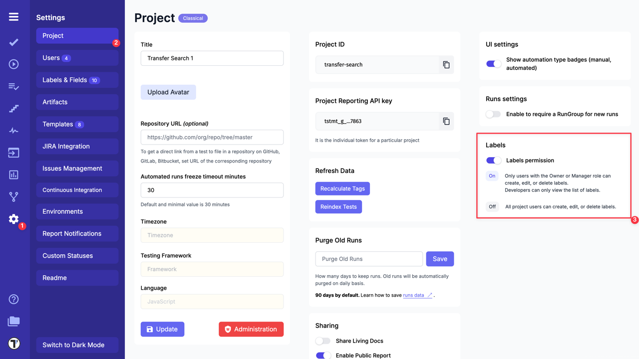 Testomatio - Label Permission