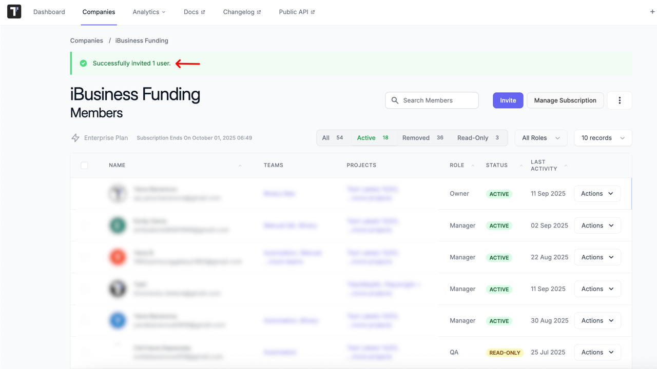 Testomatio - Confirmation message