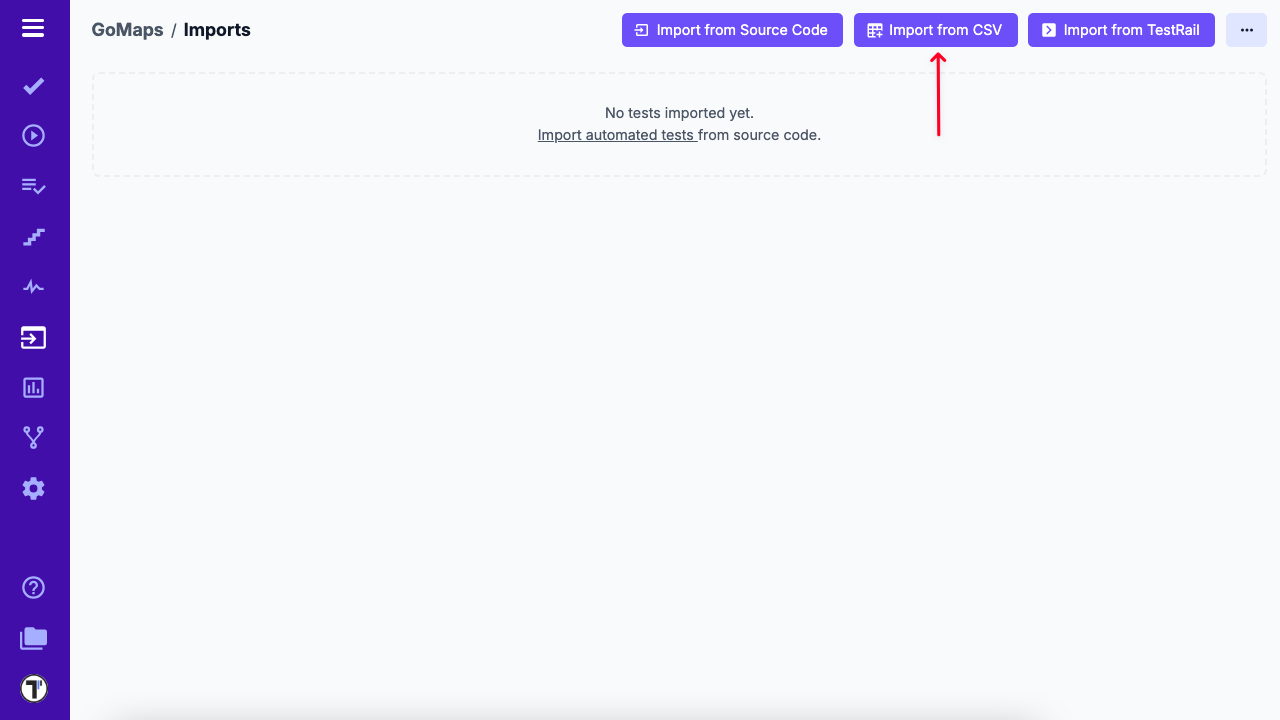 Import from CSV button